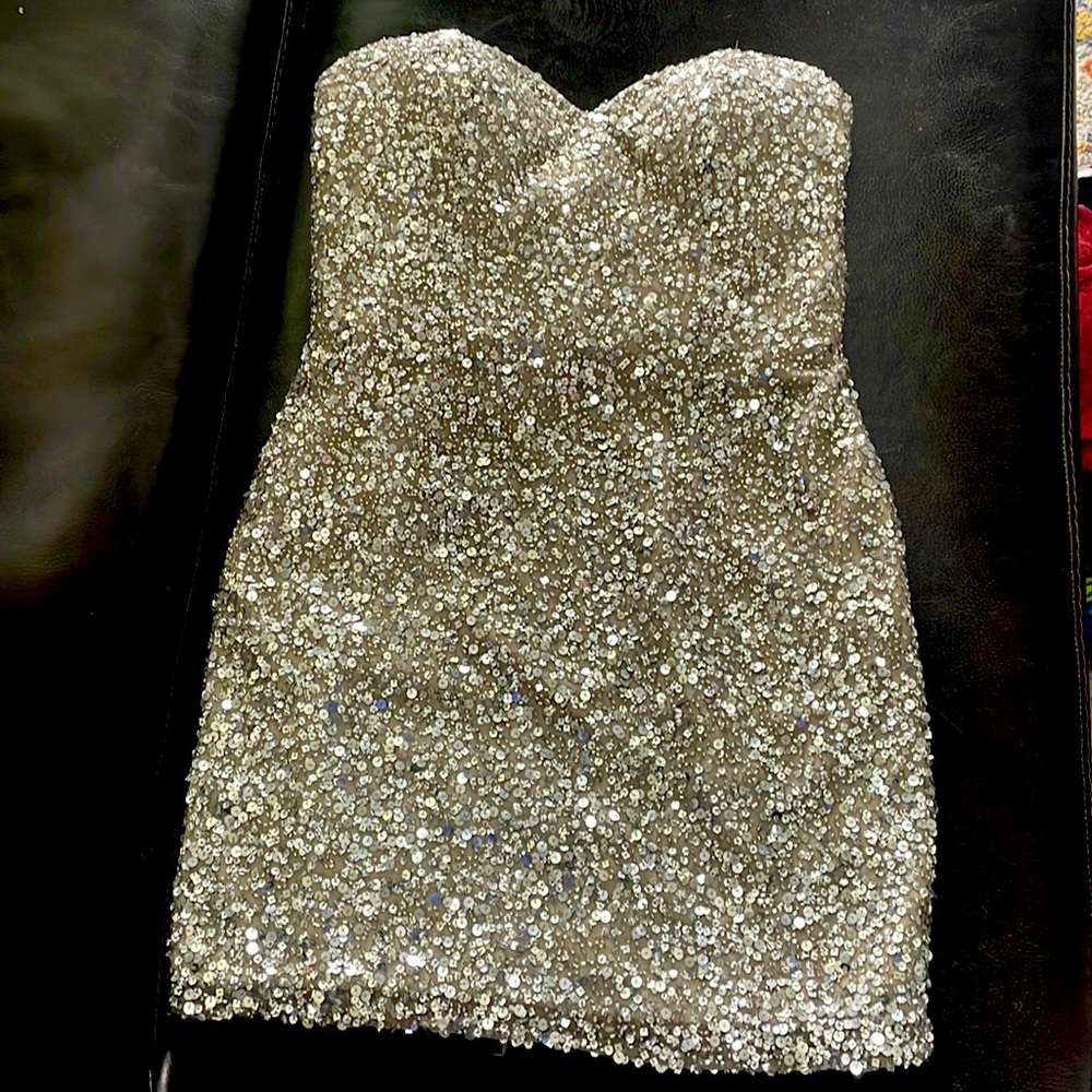 Silver sequin party dress